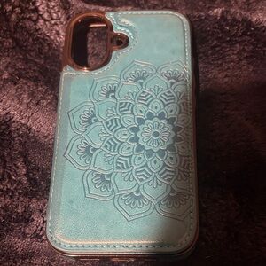 Premium Teal Mandala Phone Case - Fits iPhone 16